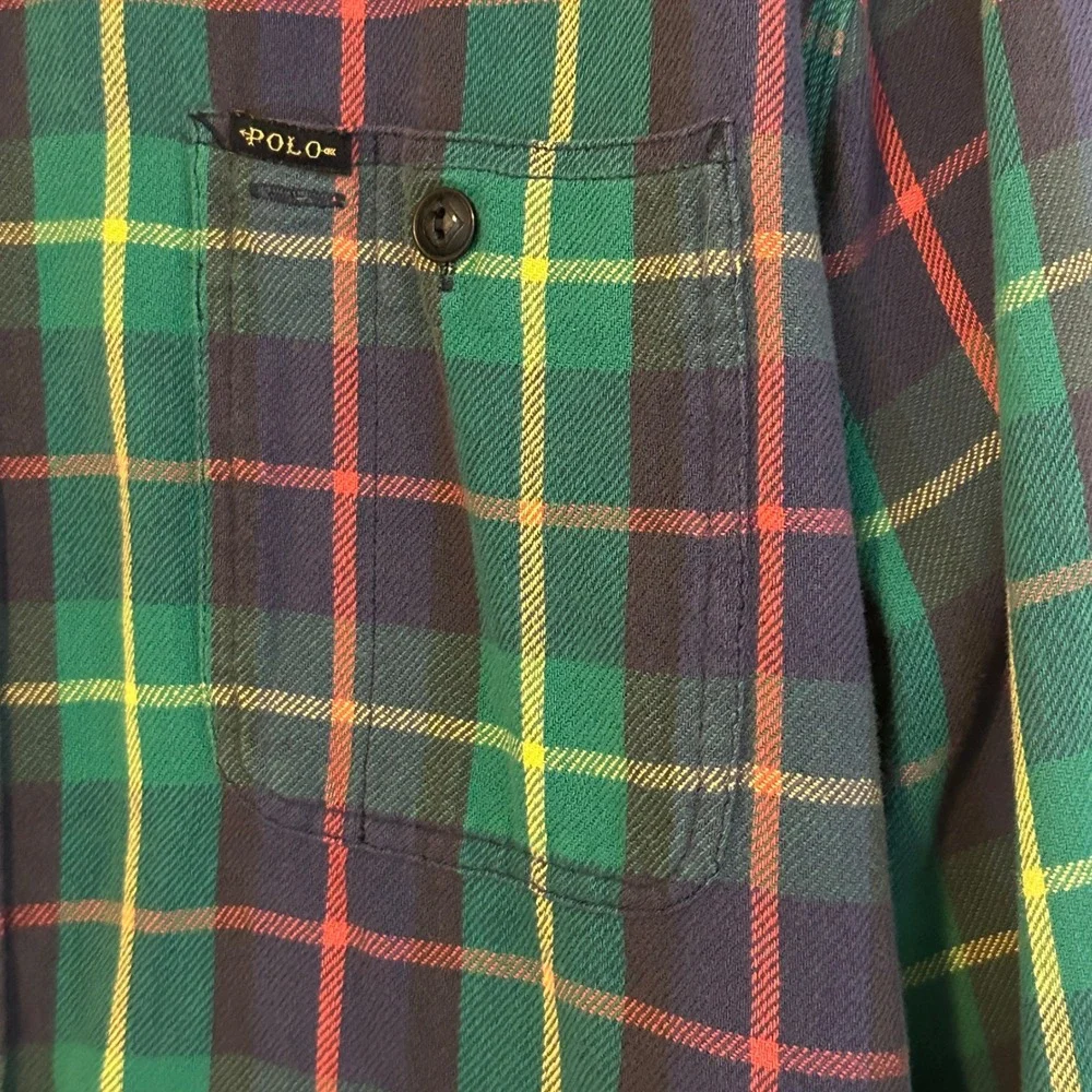 Polo Country Ralph Lauren Plaid Flannel Shirt Mens XL Outdoor Preppy Loop Collar